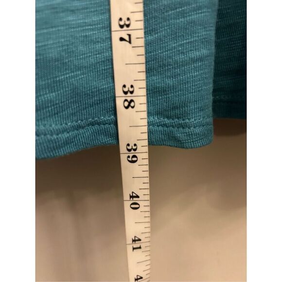 J. Jill Cotton A-Line Midi Dress Turquoise Blue sz L Beach Relaxed minimalist - Picture 7 of 8